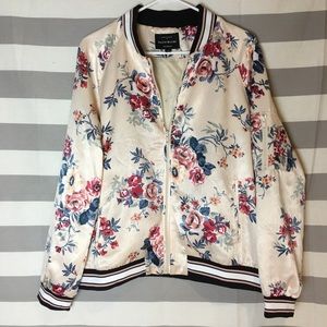 Haute Monde Silk Floral Bomber Jacket